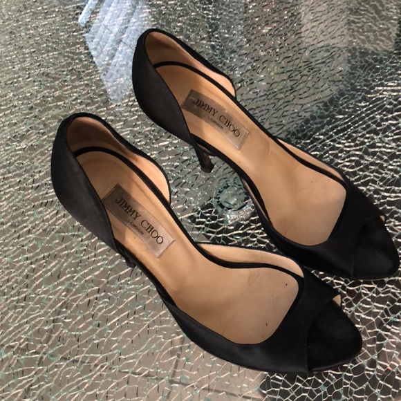 Jimmy Choo Black 3” Heels in a flat satin - Picture 5 of 7